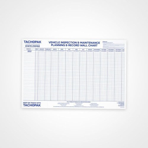 Vehicle Inspection & Maintenance Planning & Record Wall Chart